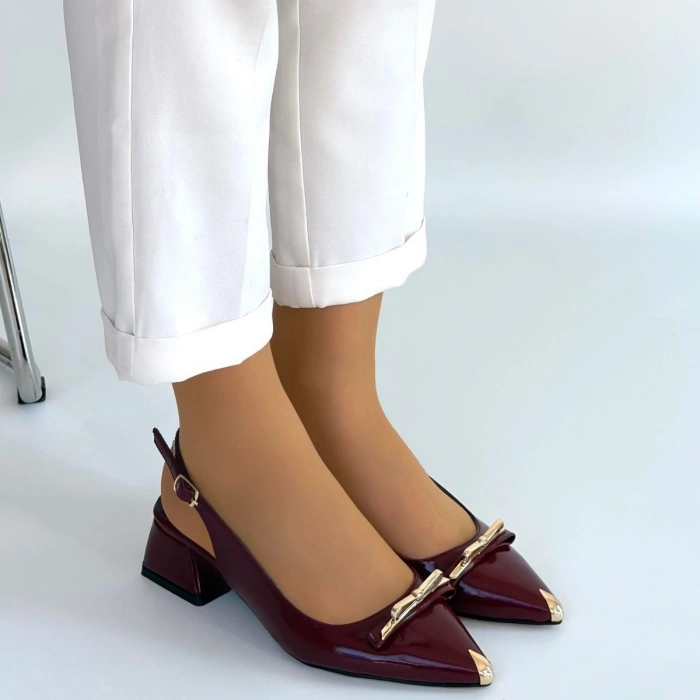 HERŞEYTREND Ricy Bordo Rugan Topuklu Ayakkabı