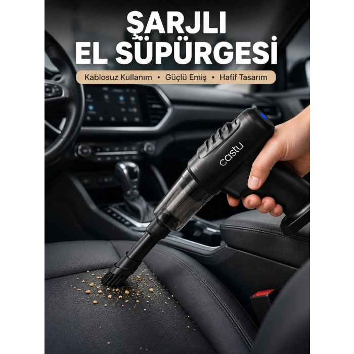 Şarjlı Araç İçi El Süpürgesi ve Hava Pompası