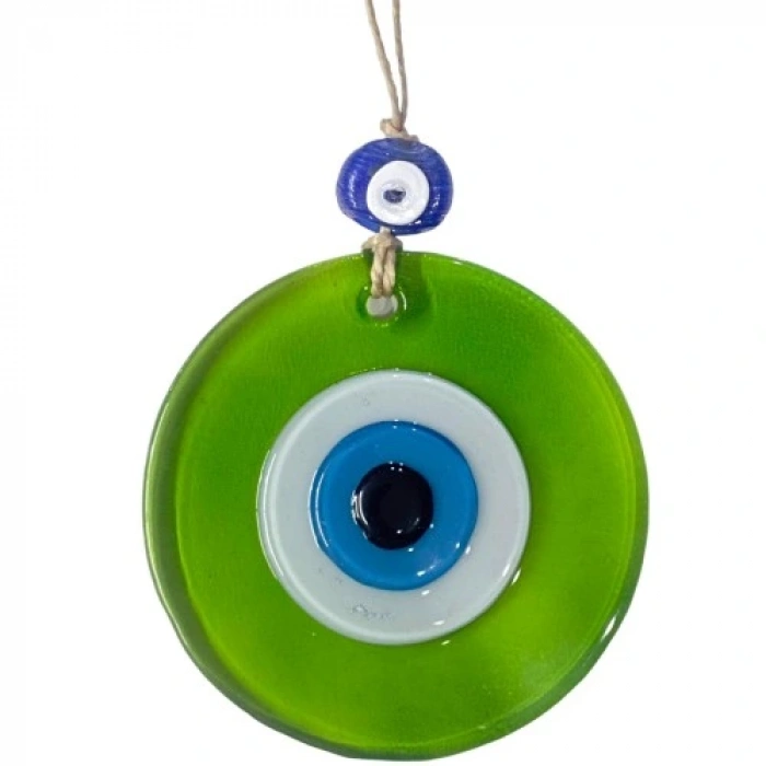 HERŞEYTREND Şeffaf Yeşil Nazar Boncuklu Duvar Süsü 10 Cm Cam Duvar Dekoru