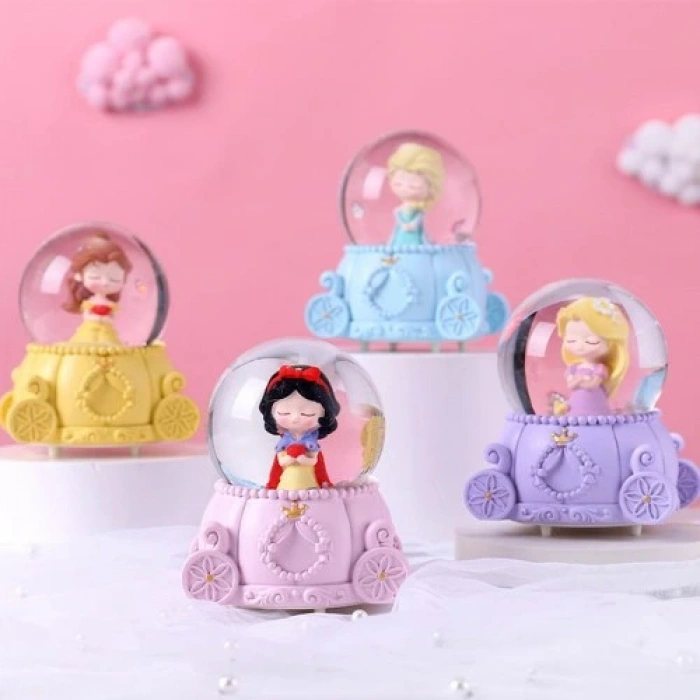 HERŞEYTREND Sevimli Prenses Tasarımlı Işıklı Mini Kar Küresi