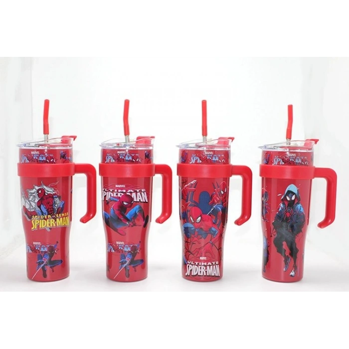 Sevimli Spiderman Pipetli Termos & Suluk Alk4713