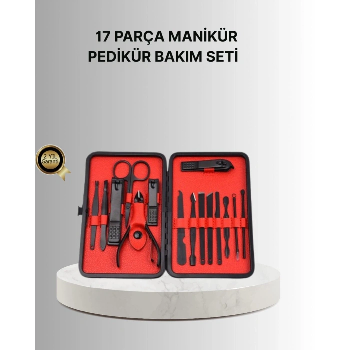 Şık Kutu Tasarımlı 17 Parça Manikür Pedikür Seti Dayanıklı ve Hijyenik