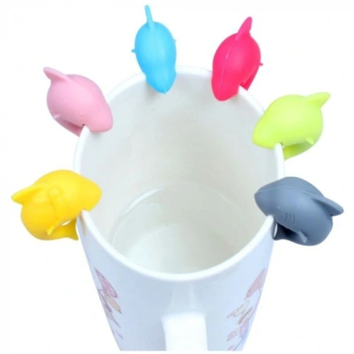 HERŞEYTREND Silikon Köpek Baliği Kupa Belirteci