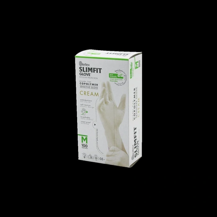 Slimfit Pudrasız Muayene Eldiven M Krem 100lü