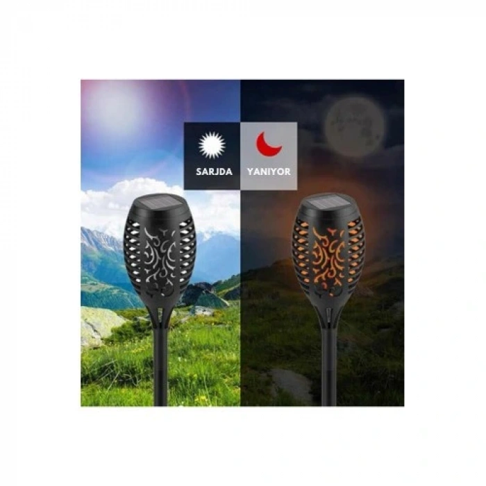 HERŞEYTREND Solar Alev Efektli Bahçe Lambası
