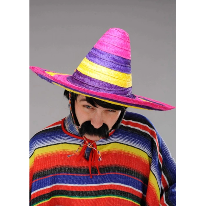 Sombrero Meksika Şapkası Renkli Örme Hasır Yetişkin Boy
