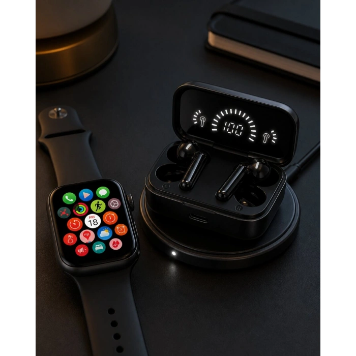 Spor ve Günlük Kullanıma Uygun Akıllı Saat ve Bluetooth Kulaklık Seti Yüksek Performans