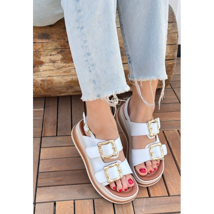 Stan Beyaz Cilt Sandalet