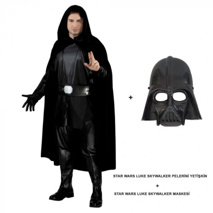 HERŞEYTREND Star Wars Luke Skywalker Pelerini Yetişkin Ve Maskesi