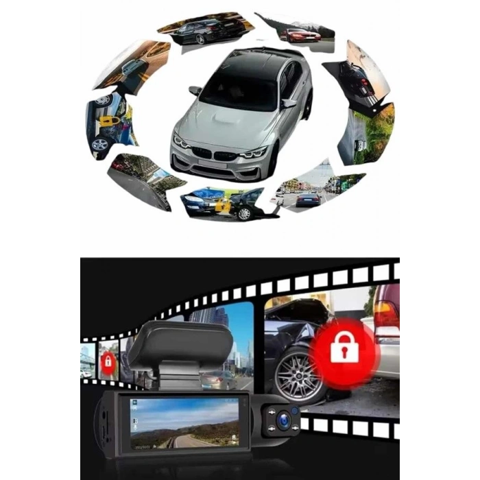 Sürüş Kamerası Video Kaydedici Hareket Algılama Gece Görüşlü