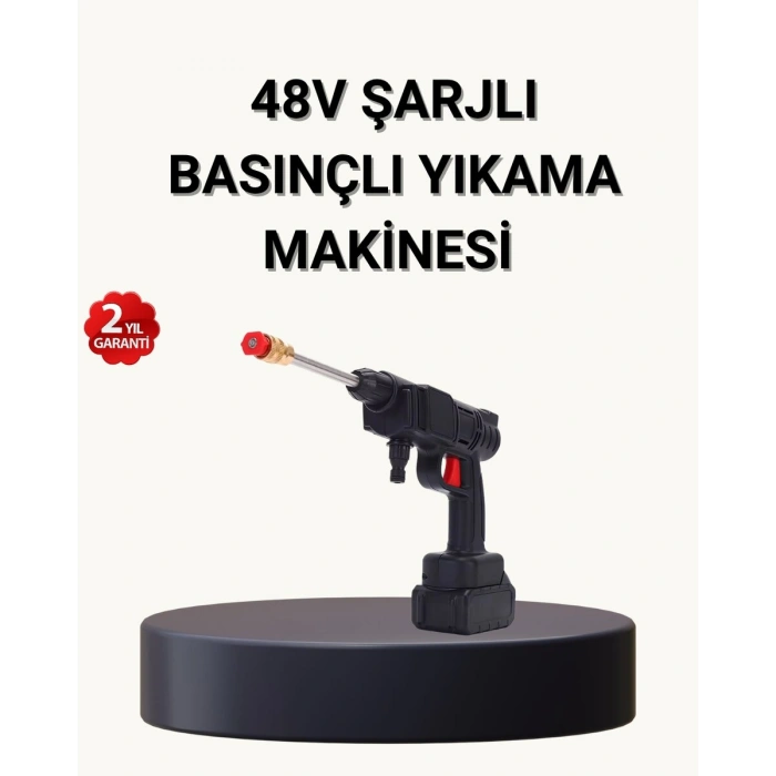 Taşınabilir Basınçlı Yıkama Makinesi – 5m Hortumlu, Köpük Şişeli, 48V Güçlü