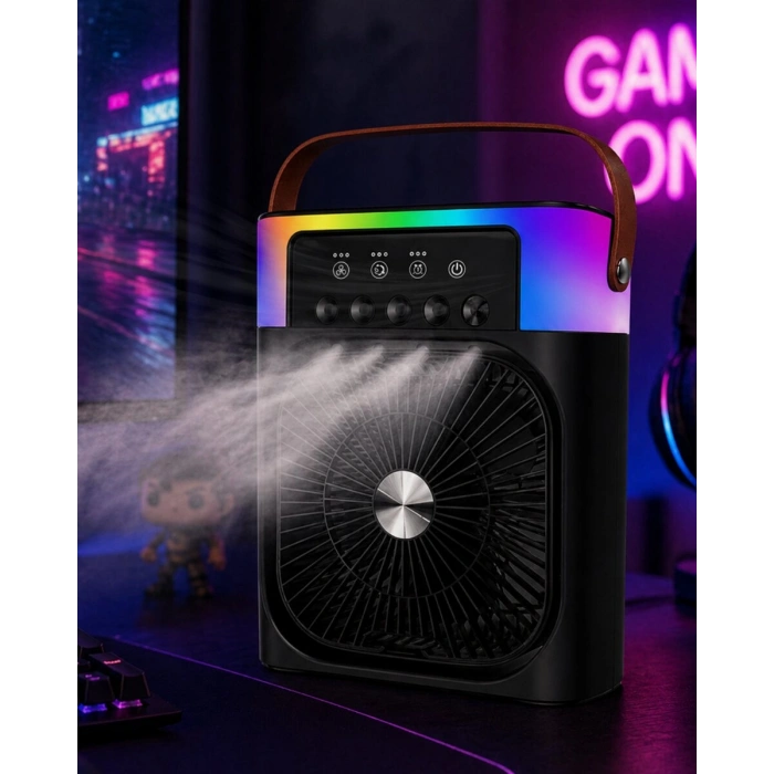 Taşınabilir Mini Klima Nemlendirici Fan RGB Led Aydınlatmalı USB Fan
