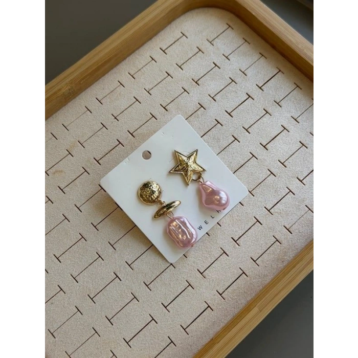 Taşlı Küpe - Pembe