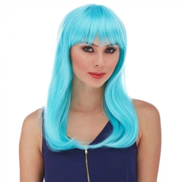 HERŞEYTREND Turkuaz Mavi Parti Peruğu