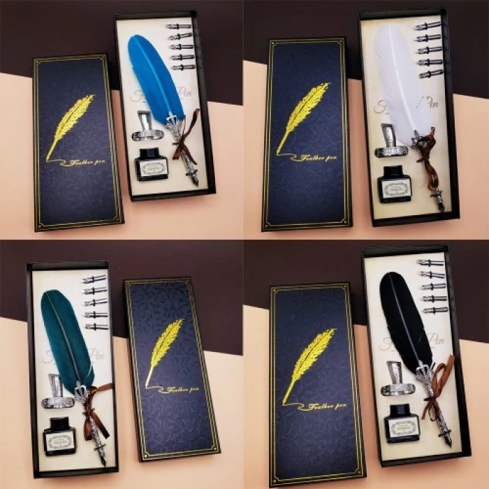 HERŞEYTREND Tüylü Masaüstü Divit Kalem Seti