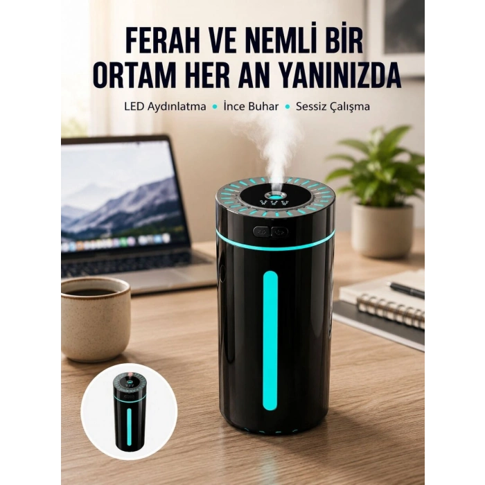 Ultrasonik Nemlendirici LED Işıklı Aromaterapi Difüzör Sessiz Çalışma Yeni Nesil