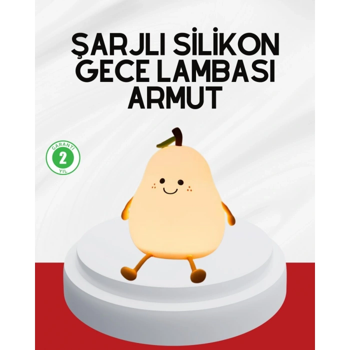 USB Şarjlı Armut Gece Lambası Dokunmatik Renk Değişimli