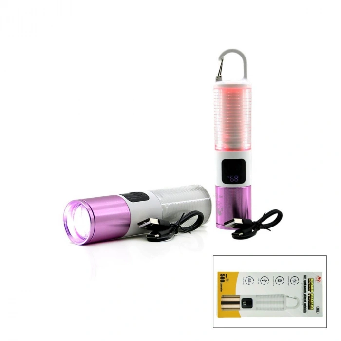 USB Şarjlı Zoom El Feneri - 6 Modlu (Kamp & Çok Amaçlı)