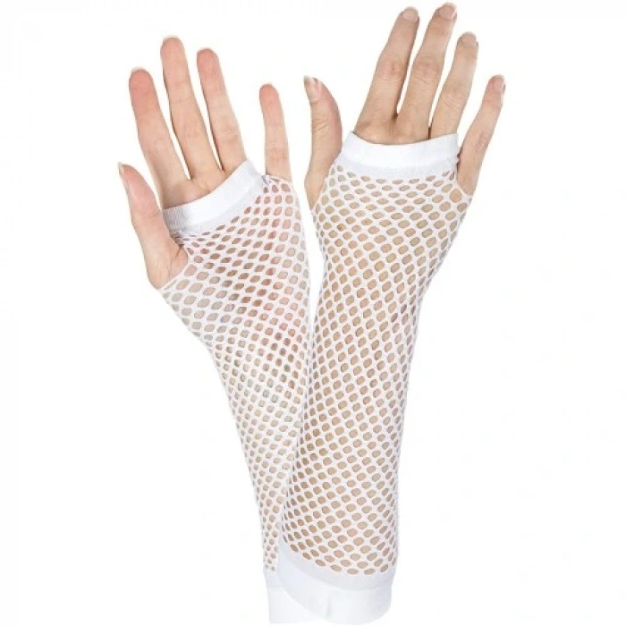 HERŞEYTREND Uzun File Örgü Eldiven Beyaz Renk
