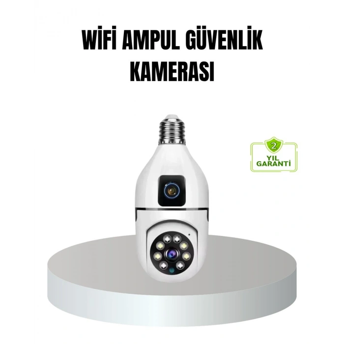 WiFi Ampul Güvenlik Kamerası 1080P Full HD Gece Görüşlü ve Hareket Algılamalı
