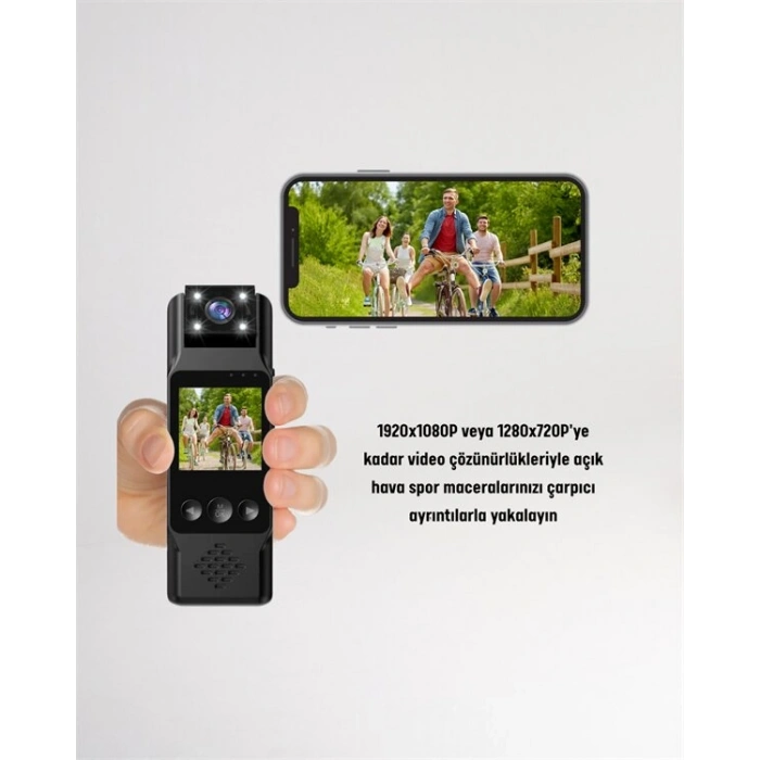 WiFi ile Uzaktan Erişimli Mini Kamera – 1200mAh Batarya, 1080P Video Çekimi
