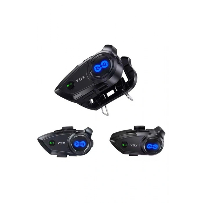 Y5x Rgb Işıklı Intercom 5 Kişi Bağlantılı 1000mah Motosiklet Bluetooth Kulaklık Seti