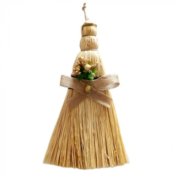 HERŞEYTREND Yaldızlı Çiçekli Dekoratif Süpürge Duvar Süsü