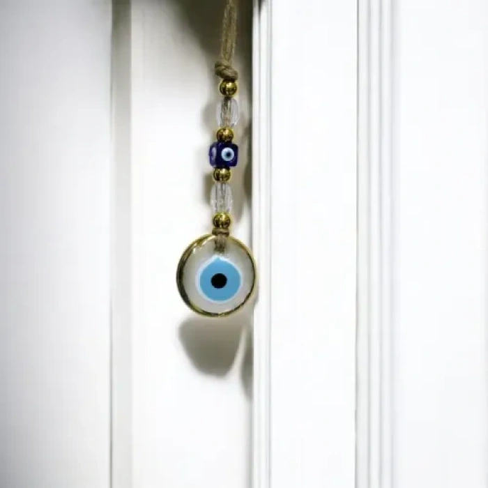 HERŞEYTREND  Yaldızlı Şeffaf Nazar Boncuklu Cam Duvar Süsü