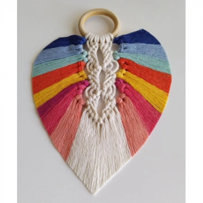 HERŞEYTREND Yedi Çakra Renklerinde Yaprak Makrome Duvar Dekoru