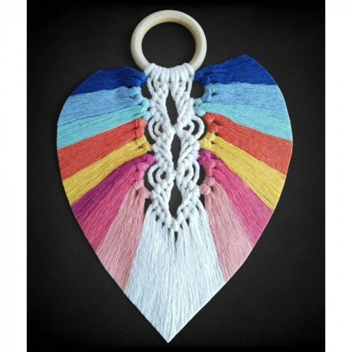 HERŞEYTREND Yedi Çakra Renklerinde Yaprak Makrome Duvar Dekoru