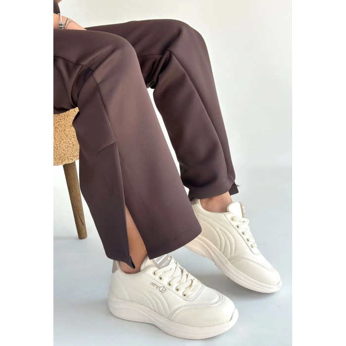 Yejja Bej Cilt Bağcıklı Spor Ayakkabı