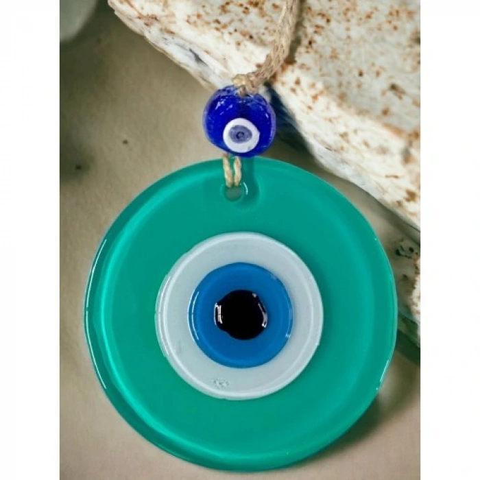 HERŞEYTREND Yeşil Nazar Boncuklu Duvar Süsü 10 Cm Cam Duvar Dekoru