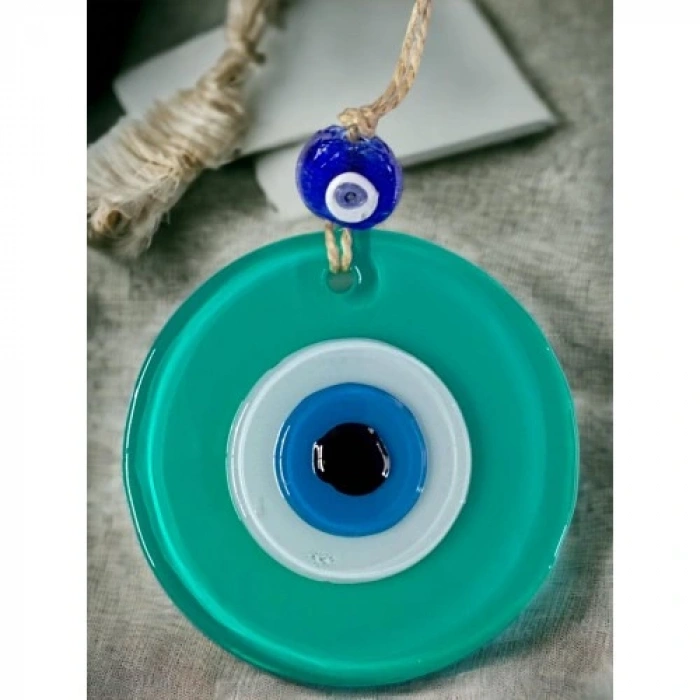 HERŞEYTREND Yeşil Nazar Boncuklu Duvar Süsü 10 Cm Cam Duvar Dekoru