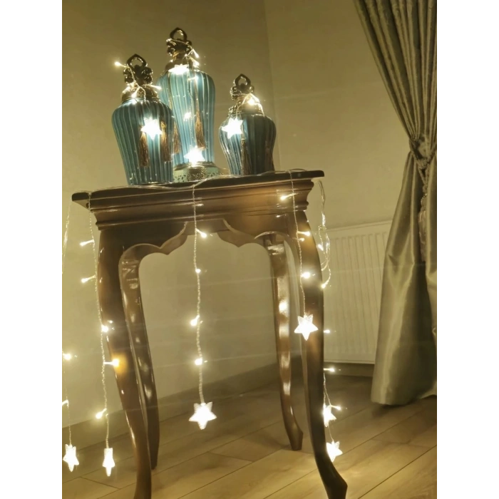 Yıldız 4m 96 Led 19 Saçak 40-50-60cm Gün Işığı Yıldız Boyutu:7cm