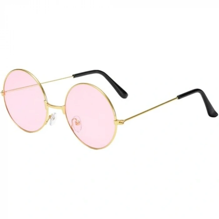 HERŞEYTREND Yuvarlak Cam John Lennon Tarzı Gold Pembe Gözlük