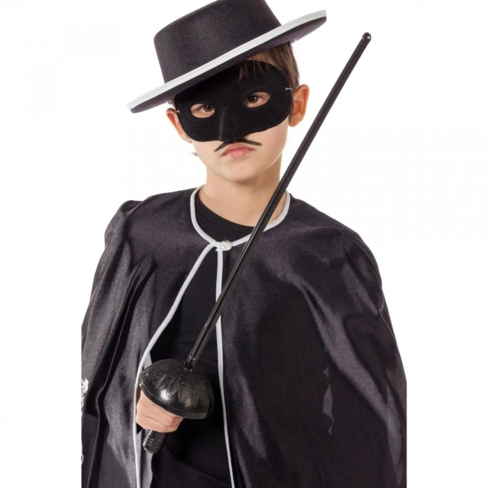 Zorro Kostüm Plastik Aksesuar Seti – Maske Ve Kılıç (67 Cm)
