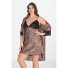 Litae Büyük Beden 2li Leopar Sabahlık Takımı Bigsize 6203