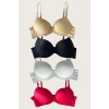 Litae Siyah-Beyaz-Kırmızı-Ten 4lü İçi Boş Micro Balenli Günlük Tek Desteksiz Sütyen