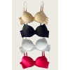 Litae Siyah-Beyaz-Kırmızı-Ten 4lü İçi Boş Micro Balenli Günlük Tek Desteksiz Sütyen