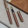 Litae Trend  Gold İşlemeli Kahverengi Metal Roller Kalem