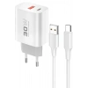 LitaeTrend C89Q 1 Adet 30W Type-C ve 1 Adet 22.5W USB Çıkışlı Ekstra DL49 1M USB to Type-C Kablolu PD Şarj Cihazı - Beyaz
