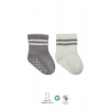 LitaeTrend Çemberli Kaymaz Soket Çorap 2li  Gri Ekru