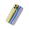 LitaeTrend iPhone 12 Pro Max Kılıf Ebruli Lansman Silikon - Sarı-Lila