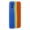 LitaeTrend Samsung Galaxy A03S Kılıf Ebruli Lansman Silikon - Mavi-Turuncu