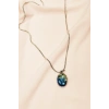 LitaeTrend Sodalit Doğal Taşı Zincirli El Yapımı Kolye Uç: 1,5 cm Zincir: 20 cm Kutulu