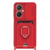 LitaeTrend Vivo Y27 Kılıf Zuma Kartvizitli Yüzüklü Silikon - Kırmızı