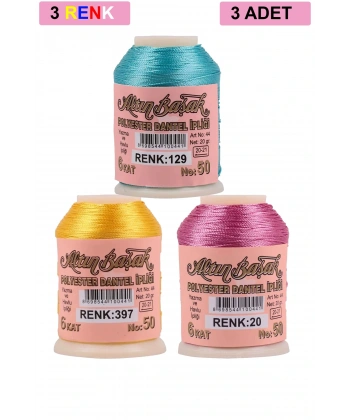 LitaeTrend 3 Adet Altınbaşak Oya ve Dantel İpi 20 gr - Royaleks - No: 397 - 020 - 129