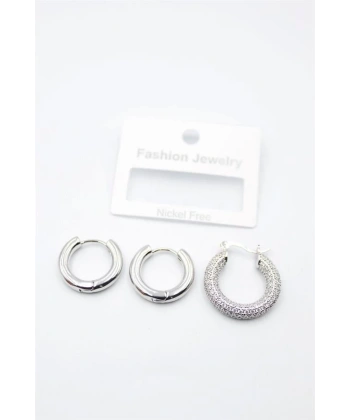 LitaeTrend 3lü Halka Küpe - Gümüş