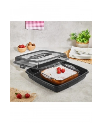 LitaeTrend Joy 4 Taraf Kilitli Kek Börek Borcam Saklama Kabı Royaleks-GP-131