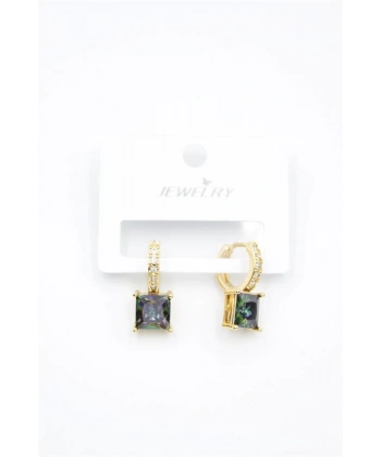 LitaeTrend Kare Taşlı Küpe - Altın